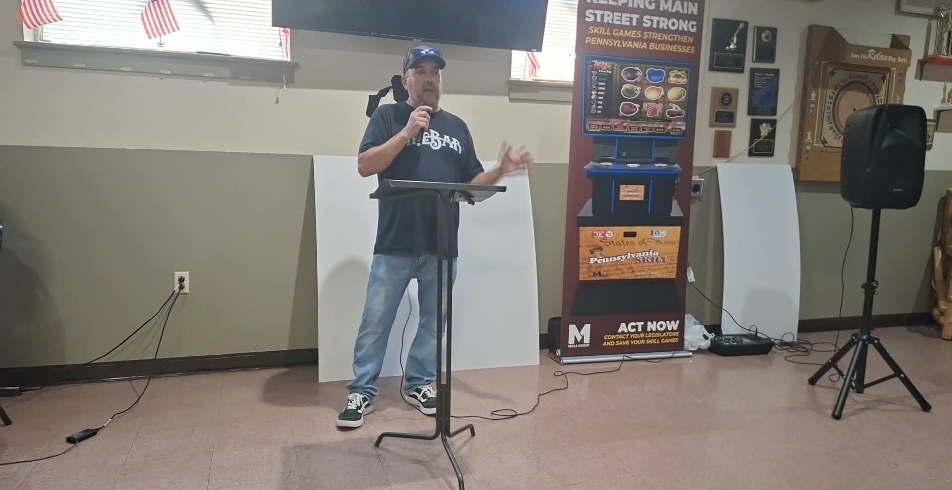 Rally held at Garrett Cochran American Legion, Williamsport, in support of proposed skill games legislation